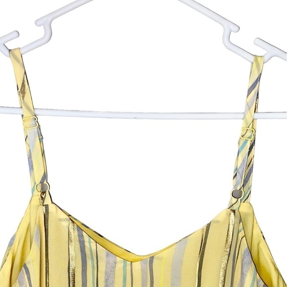 TORRID Sophie Chiffon Swing Cami Lined Stripes Yellow/Blues/Gold Women's Size 00 - Picture 3 of 13